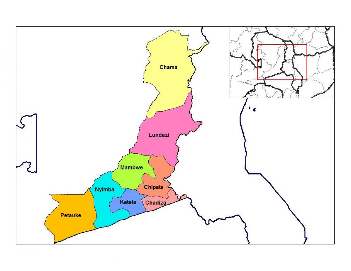 karte austrumu provincē Zambija