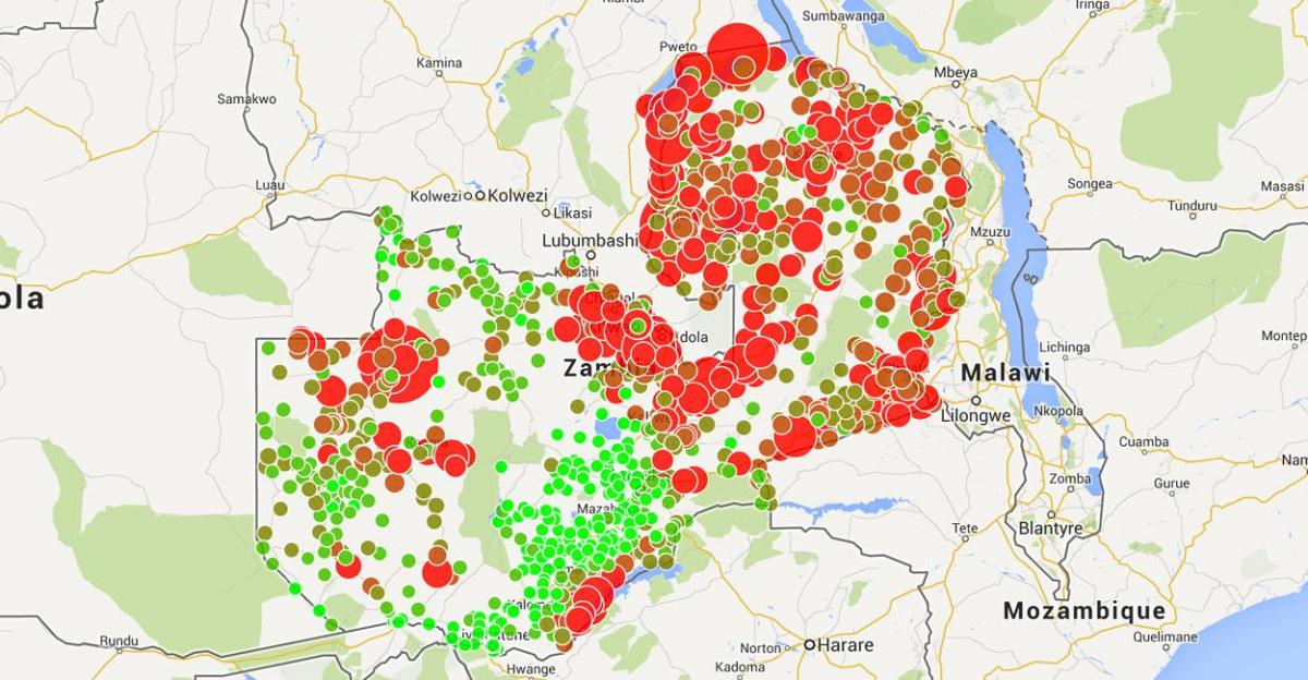 Karte Zambija malāriju